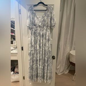 Baltic Born Alice Smocked Maxi Dress- Blue Print